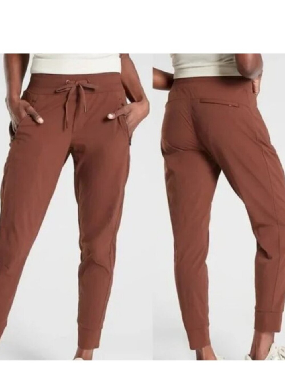 Athleta trekkie north jogger rust brown pants size 16
